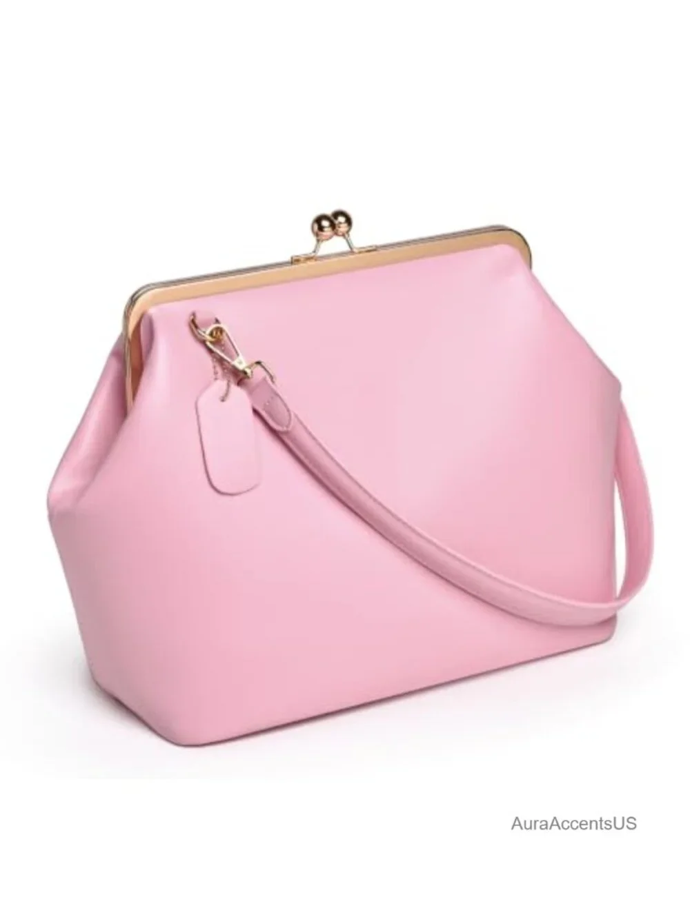 Slouchy Kiss Lock Crossbody Bag Women Hobo Shoulder Purse Faux Leather
